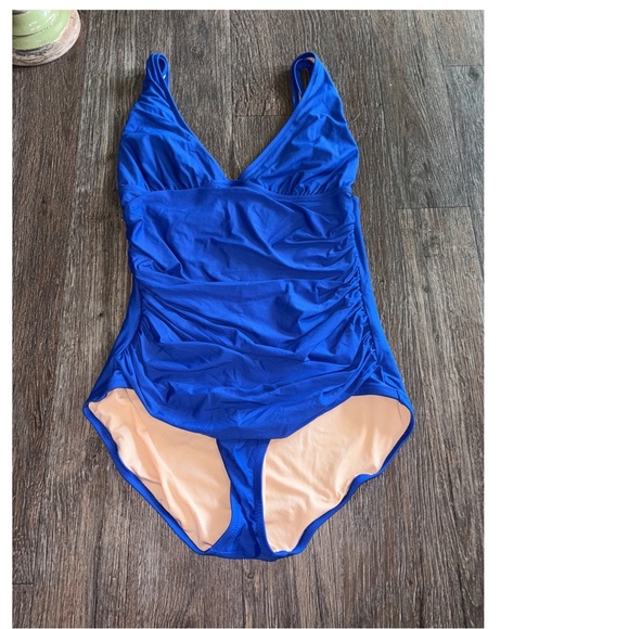 J CREW Ruched V Neck Sz 12 One Piece Swimsuit - Picture 6 of 16